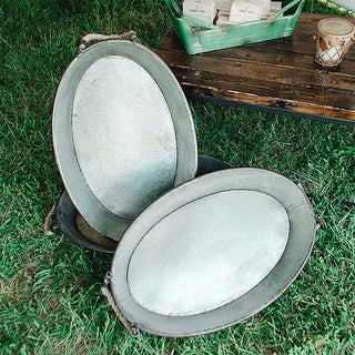 HUGE Galvanized Oval Tray