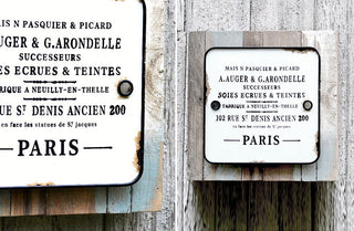 Enamel Paris Sign with Wood Back