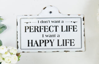 Enamel "Happy Life" Sign