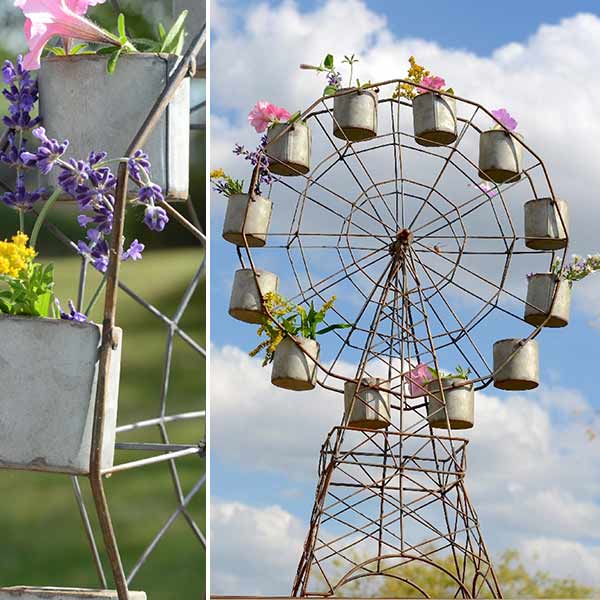 ferris wheel succulent planter VIntage Ferris Wheel Planter Buckets - Farmhouse Garden