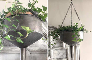 hanging funnel planter Galvanized Funnel Hanging Planter Set of 2