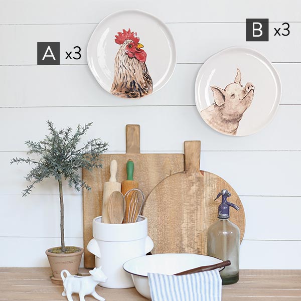 Farm Animal Plates Set of 3 - Decor Steals