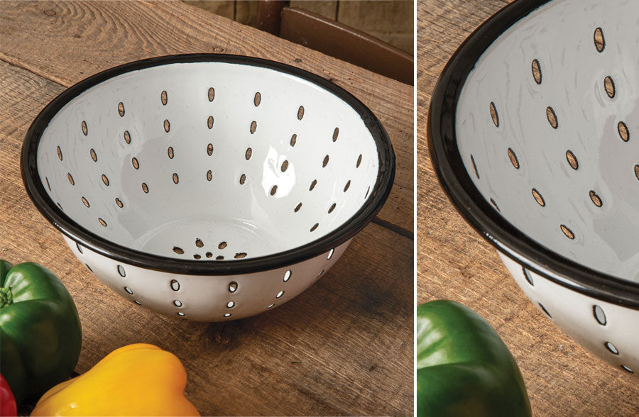 Enamel Colander | Enamel Colander With Black Rim - Decor Steals