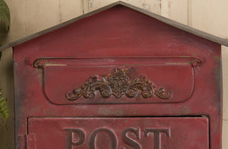 Red Embossed Metal Post Box