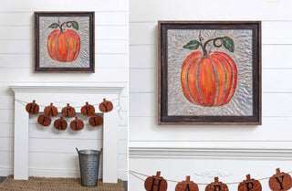 *HUGE* Embossed Framed Pumpkin Wall Decor