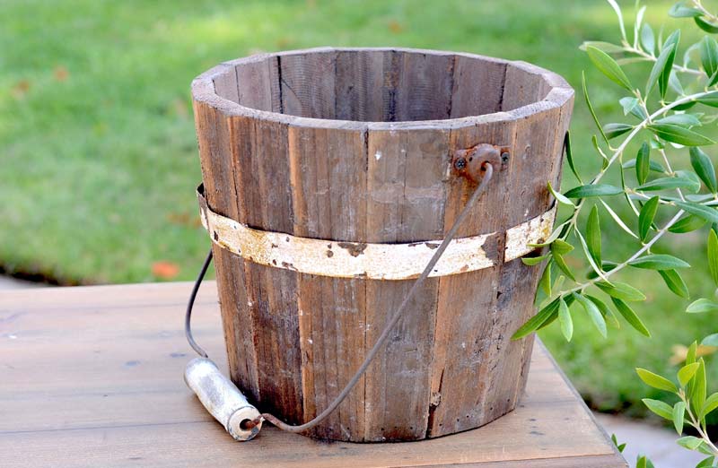 Rustic Garbage Pail Rustic Wood Pail with Handles - Farmhouse Touches - Decor Steals