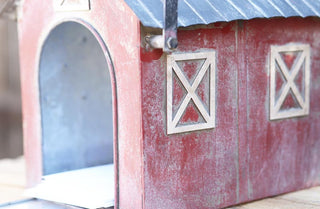 Red Barn Mailbox with Rooster Weathervane