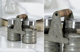 Galvanized Salt And Pepper with Caddy