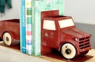 Distressed Red Truck Bookends