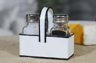 Salt & Pepper Shaker with Enamel Inspired Holder