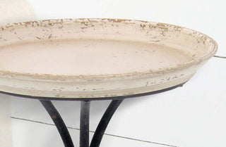 Antique Distressed Round Tray End Table