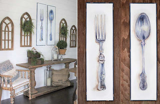Enamel Fork and Spoon Wall Art  Set of 2