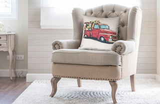Double Sided Red Truck Pillow Cover