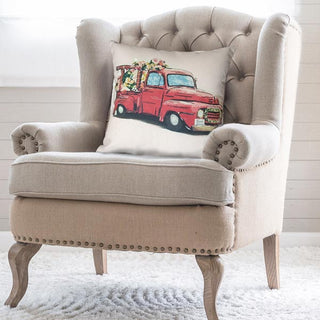 Double Sided Red Truck Pillow Cover