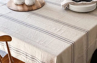 *HUGE* French Stripe Linen Table Cloth