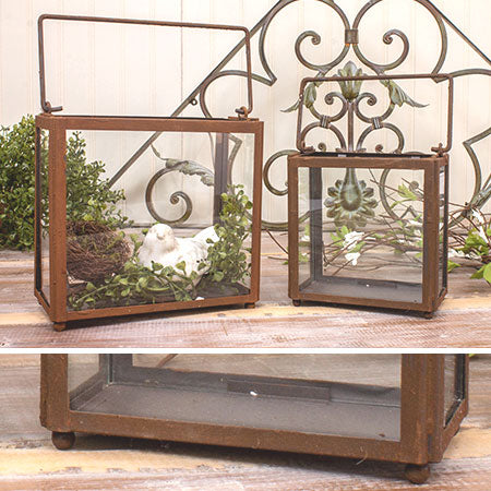 Set of 2 Rustic Glass Terrariums - Decor Steals