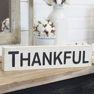 Whitewashed Wooden "Thankful" Sign