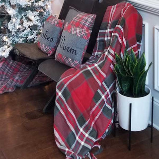 Red Plaid Woven Throw