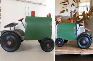 Red and Green Metal Tractor Decor