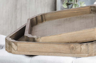 Distressed Square Wood Trays  Set of 2