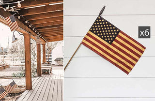 Tea Stained American Flags  Set of 6