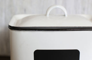 Enamel Storage Container with Chalkboard Front and Lid