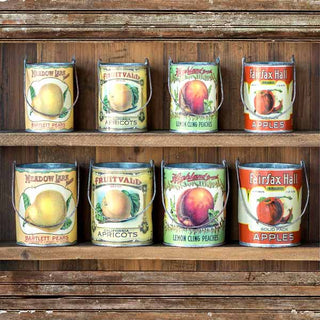 Vintage Fruit Cans  Set of 8