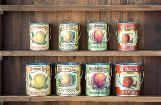 Vintage Fruit Cans  Set of 8