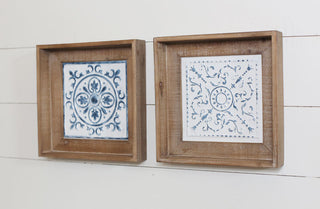 Mosaic Wooden Framed Wall Decor  Set of 4