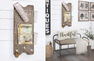 Wall Organizer with Storage Baskets and Hooks