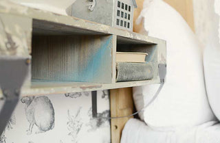 Distressed Wooden Cubby Shelf