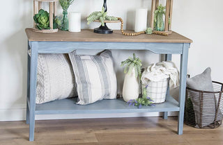 Vintage Eggshell Blue Console Table