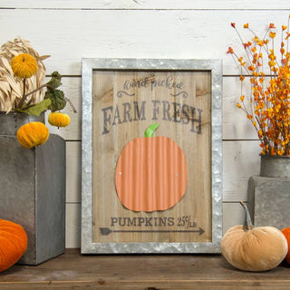 Metal Framed Handpicked Pumpkin Sign