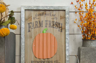 Metal Framed Handpicked Pumpkin Sign