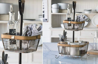 Natural Two Tier Basket Stand