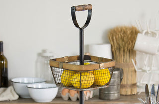 Natural Two Tier Basket Stand