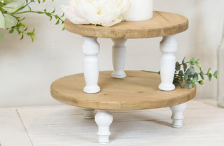 Round Wooden Spindle Risers  Set of 2