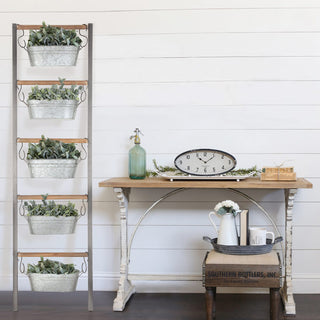 HUGE* Farmhouse Ladder With Galvanized Planters Decor Steals