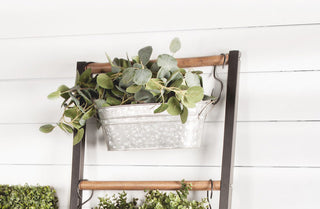 ladder hanging planter HUGE* Farmhouse Ladder With Galvanized Planters