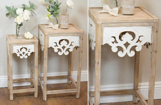 Ornate Detailed Side Tables  Set of 2