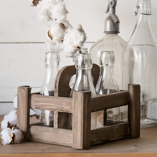 Wooden Crate With Milk Bottles