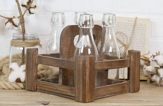 Wooden Crate With Milk Bottles