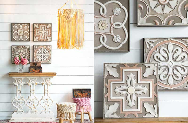 Wooden Tile Art Set of 4 Decor Steals