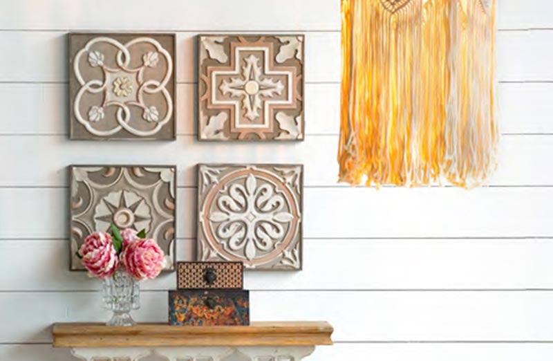 Wooden Tile Art Set of 4 Decor Steals