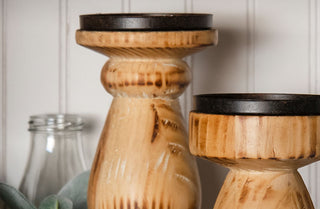 Chunky Wooden Candle Holders  Set of 3