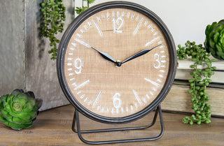 Rustic Wood and Metal Table Clock