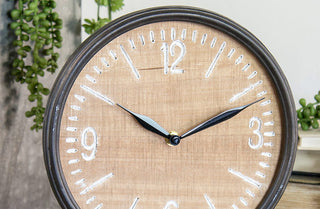 Rustic Wood and Metal Table Clock