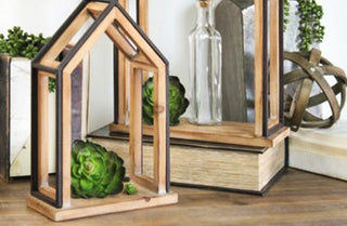 Floating Wooden Framed House Shelves  Set of 2