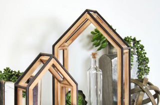 Floating Wooden Framed House Shelves  Set of 2