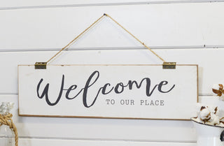 Shiplap Inspired Hanging Welcome Sign